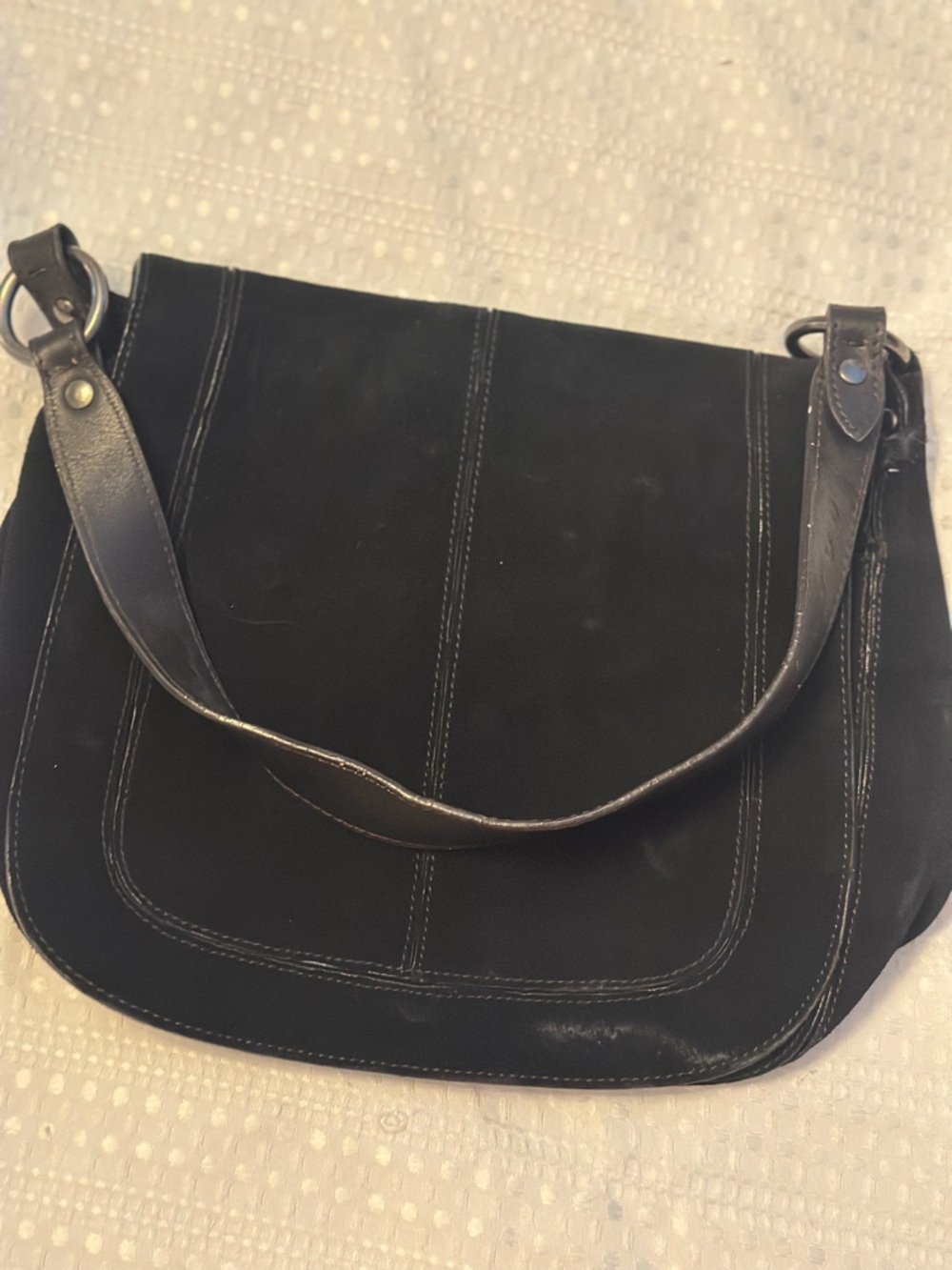 Hype Black Messenger Bag with Contrast Stitching